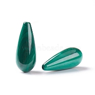 Natural Malachite Beads, Half Drilled, Teardrop, 20x8mm, Hole: 1.2mm, Half Hole: 1.2mm(X-G-E557-14C)