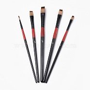 Wooden Paint Brushes Pens Sets, For Watercolor Oil Painting, Black, 180~198x5~9.5mm, brush: 11~16x2~10mm, 5pcs/set(AJEW-L074-03)