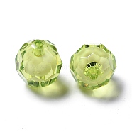 Transparent Acrylic Beads, Bead in Bead, Faceted, Round, Yellow Green, 20x18mm, Hole: 3mm; about 130pcs/500g(TACR-S113-20mm-16)