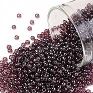 TOHO Round Seed Beads, Japanese Seed Beads, (115) Transparent Luster Amethyst, 11/0, 2.2mm, Hole: 0.8mm, about 50000pcs/pound(SEED-TR11-0115)