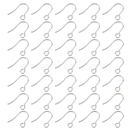 300Pcs 316 Surgical Stainless Steel Earring Hooks, Ear Wire, with Horizontal Loops, Stainless Steel Color, 15x12x0.7mm, 21 Gauge, Hole: 2mm(STAS-UN0044-31)