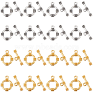 60Pcs 2 Colors Tibetan Style Alloy Toggle Clasps, Lead Free & Cadmium Free, Ring, Antique Silver & Golden, Ring: 19x15mm, Bar: 20x3mm, Hole: 2mm, 30pcs/color(FIND-SC0008-09)