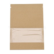 Kraft Paper Open Top Zip Lock Bags, Food Storage Bags, Sealable Pouches, for Storage Packaging, with Tear Notches, Rectangle, Camel, 12.8x9.1x0.15cm, Inner Measure: 8cm, Window: 9.1x4cm, Unilateral Thickness: 4.7 Mil(0.12mm)(OPP-M002-02B-03)