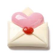 Valentine's Day Theme Opaque Resin Decoden Cabochons, Envelope, 22.5x21x7.5mm(RESI-G092-01D)