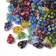 Handmade Millefiori Glass Charms, Teardrop, Mixed Color, 12x8.5x3.5mm, Hole: 1mm(LK-T001-03)