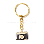 Alloy Enamel Keychain Pendant, Camera, Cornsilk, 6.7cm(KEYC-JKC00744-02)
