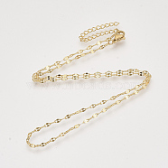 Brass Cable Chains Necklace Making, with Lobster Claw Clasps, Nickel Free, Real 18K Gold Plated, 16.4 inch(41.9cm), 2mm(KK-T048-037G-NF)