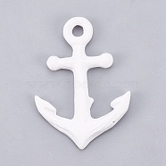 Resin Cabochons, Anchor, White, 45.5~46x32x4mm(RESI-WH0002-04)