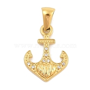 Ion Plating(IP) 304 Stainless Steel Micro Pave Cubic Zirconia Pendants, Anchor Charm, Golden, 18.5x14x3mm, Hole: 3x6mm(STAS-D112-03G-05)