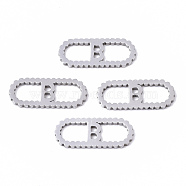 201 Stainless Steel Links Connectors, Laser Cut, Oval with Letter, Stainless Steel Color, Letter.B, 15x6x1mm, Hole: 4x5~7mm(STAS-N091-41B)