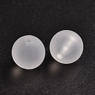 Round Transparent Acrylic Beads, Frosted, Clear, 10mm, Hole: 2mm, about 880pcs/500g(PL705)