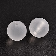 Round Transparent Acrylic Beads, Frosted, Clear, 10mm, Hole: 2mm, about 17pcs/10g(PL705)