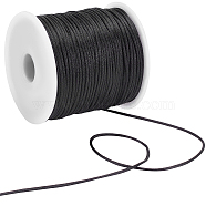 Nylon Thread, Rattail Satin Cord, Black, about 1mm, about 76.55 yards(70m)/roll, 1roll/bag(NWIR-SC0001-01A)