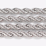 304 Stainless Steel Rope Chains, with Spool, Unwelded, Stainless Steel Color, 2x2mm, about 32.8 Feet(10m)/roll(CHS-K007-01A)