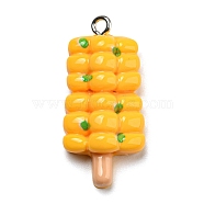 Opaque Resin Imitation Food Pendants, Kebab Charms with Platinum Tone Iron Loops, Yellow, 31x15x7mm, Hole: 1.8mm(CRES-D019-02B)