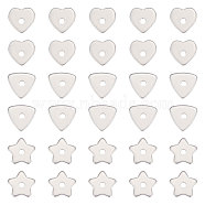150Pcs 3 Style 304 Stainless Steel Beads, Triangle & Star & Hear, Stainless Steel Color, 8x8x1mm, Hole: 1.5mm, 50pcs/style(STAS-UN0047-39)