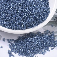 MIYUKI Round Rocailles Beads, Japanese Seed Beads, 11/0, (RR648) Dyed Denim Blue Silverlined Alabaster, 2x1.3mm, Hole: 0.8mm, about 50000pcs/pound(SEED-G007-RR0648)