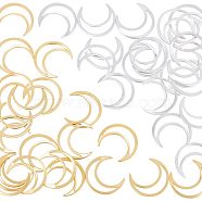 40Pcs 2 Colors Brass Linking Rings, Long-Lasting Plated, Moon, Golden & Silver, 16x14x1mm, Inner Diameter: 14x3mm, 20pcs/color(KK-HY0001-26)