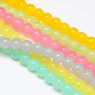 Imitation Jade Glass Round Bead Strands, Mixed Color, 8mm, Hole: 1mm, about 52pcs/strand, 15.7 inch(GLAA-A022C-8mm-M)