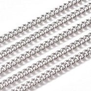 Handmade 304 Stainless Steel Curb Chains, Twisted Chains, Unwelded, Faceted, Stainless Steel Color, 4.5x3.5x1.6mm, Wire: 1mm(STAS-F229-06B-P)