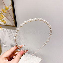 Plastic Imitation Pearls Hair Bands, Bridal Hair Bands Party Wedding Hair Accessories for Women Girls, White, 140mm(OHAR-PW0007-19D)
