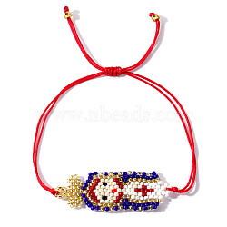 Imported Handwoven Rice Bead Bracelet with Cute Cartoon Girl Pattern(FP9542-2)