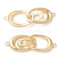 Brass Connector Charms, Nickel Free, Oval Links, Real 18K Gold Plated, 35.5x11.5x4mm, Hole: 1.6mm(KK-C028-22G)