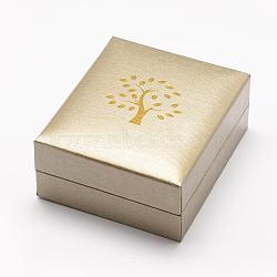 Plastic and Cardboard Jewelry Boxes, Printed Tree of Life, Square, BurlyWood, 82x70x35mm(OBOX-L002-05)