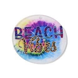 Printed Transparent Acrylic Pendants, Flat Round, 35x2mm, Hole: 1.4mm(MACR-P043-D07)