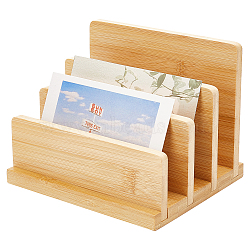 Bamboo Wood Place Card Display Stands, for Postcards, Earring Display Cards Holder, Rectangle, Sandy Brown, Finished Product: 149x170x150mm(ODIS-WH0025-184)