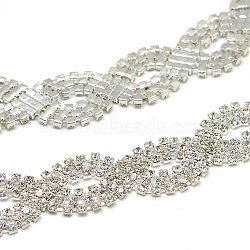 Brass Glass Rhinestone Chains, with Spool, Rhinestone Cup Chain, Crystal, Silver Color Plated, 17x2.5mm; about 5yards/roll(4.572m/roll)(CHC-S001-12)