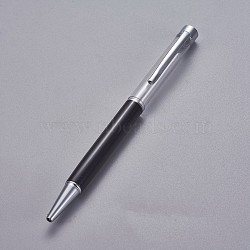 Creative Empty Tube Ballpoint Pens, with Black Ink Pen Refill Inside, for DIY Glitter Epoxy Resin Crystal Ballpoint Pen Herbarium Pen Making, Silver, Black, 140x10mm(AJEW-L076-A48)