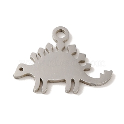 201 Stainless Steel Pendants, Laser Cut, Dinosaur Charm, Stainless Steel Color, 12.8x17x1mm, Hole: 1.6mm(STAS-E217-05P)
