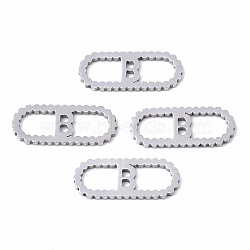 201 Stainless Steel Links Connectors, Laser Cut, Oval with Letter, Stainless Steel Color, Letter.B, 15x6x1mm, Hole: 4x5~7mm(STAS-N091-41B)