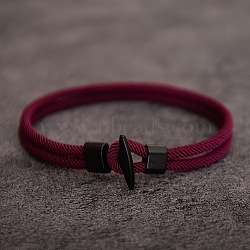 Nylon Cord Bracelets for Men Women, with Plastic Clasps, Dark Red, 2-3/8 inch(6cm)(WGFB64D-03)