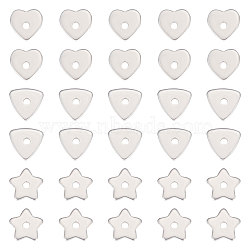 150Pcs 3 Style 304 Stainless Steel Beads, Triangle & Star & Hear, Stainless Steel Color, 8x8x1mm, Hole: 1.5mm, 50pcs/style(STAS-UN0047-39)