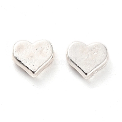 Alloy Beads, Long-Lasting Plated, Heart, Silver, 6x6.5x2.5mm, Hole: 1.2mm(PALLOY-A006-08S)