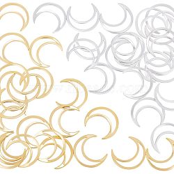 40Pcs 2 Colors Brass Linking Rings, Long-Lasting Plated, Moon, Golden & Silver, 16x14x1mm, Inner Diameter: 14x3mm, 20pcs/color(KK-HY0001-26)