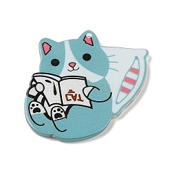 Cartoon Cat Acrylic Pendants, Turquoise, 38.5x40x2.5mm, Hole: 1.5mm(MACR-K360-02B)