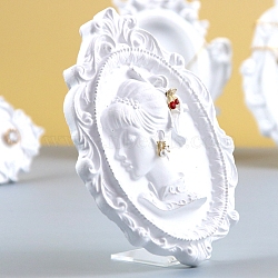 Resin Earring Jewelry Cameo Display Stand, with Plastic Holder, White, 13.8x10.6x1.5cm, Hole: 3mm(EDIS-H035-01)
