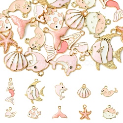 20Pcs 10 Styles Sea Animal Alloy Enamel Pendants, Mixed Shapes, Mixed Color, 12.5~31x11~25x1.5~3.5mm, Hole: 1.6~2.5mm, 2pcs/style(ENAM-YW0004-35)