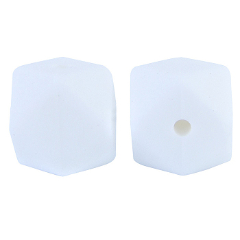 Hexagon Silicone Beads, White, 17x17mm