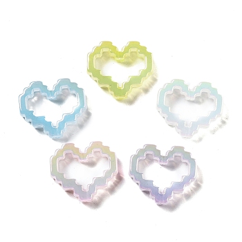 UV Plating Acrylic Beads, Iridescent, Heart, Mixed Color, 25x29x7mm, Hole: 2.5mm