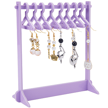 1 Set Coat Hanger Shaped Acrylic Earring Display Stands, Jewelry Organizer Holder for Earring Storage, with 8Pcs Mini Hangers, Lilac, Finish Product: 14x5.9x14.95cm, 12pcs/set