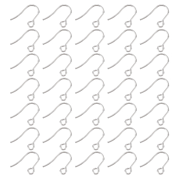 300Pcs 316 Surgical Stainless Steel Earring Hooks, Ear Wire, with Horizontal Loops, Stainless Steel Color, 15x12x0.7mm, 21 Gauge, Hole: 2mm
