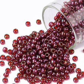 TOHO Round Seed Beads, Japanese Seed Beads, (331) Gold Luster Wild Berry, 8/0, 3mm, Hole: 1mm, about 1111pcs/50g