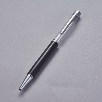 Creative Empty Tube Ballpoint Pens, with Black Ink Pen Refill Inside, for DIY Glitter Epoxy Resin Crystal Ballpoint Pen Herbarium Pen Making, Silver, Black, 140x10mm