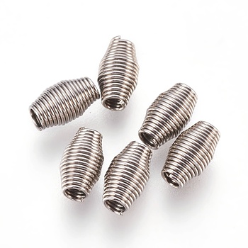 304 Stainless Steel Spring Beads, Barrel, Stainless Steel Color, 7.5x4mm, Hole: 1.6mm