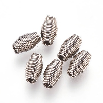 Tarnish Resistant 304 Stainless Steel Spring Beads, Barrel, Stainless Steel Color, 7.5x4mm, Hole: 1.6mm