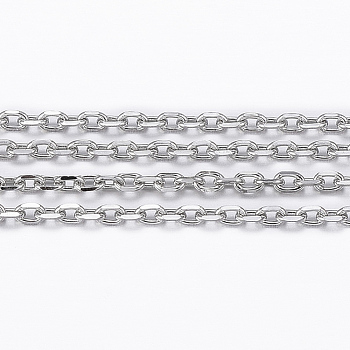 3.28 Feet 304 Stainless Steel Cable Chains, Diamond Cut Chains, Soldered, Faceted, Oval, Stainless Steel Color, 2x1.4x0.4mm